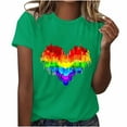 thumbnail image 1 of PVCS Womens Tops Women's Festival Colorful Heart Shaped Printed Round Neck Short Sleeved Top, 1 of 9