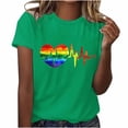 thumbnail image 1 of PVCS Womens Tops Women's Festival Colorful Heart Shaped Printed Round Neck Short Sleeved Top, 1 of 9