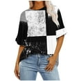 thumbnail image 1 of PVCS Womens Tops Clearance Under $5 Women's Ladies Fashion Casual Cropped Short Sleeve Printing Loose Shirt Blouse Top, 1 of 7