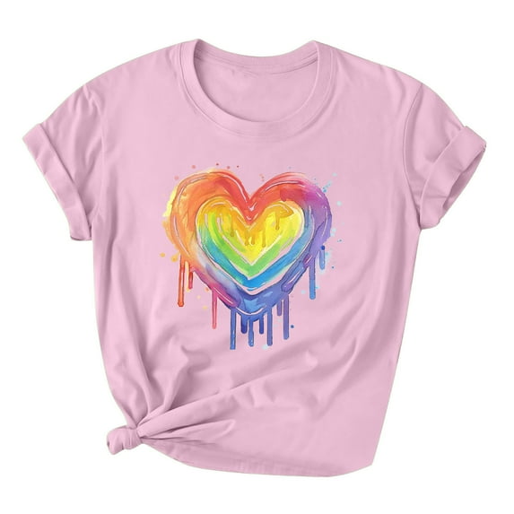 PVCS Womens Tops Women's Printed Round Neck Short Sleeved T-Shirt Loose Casual Top
