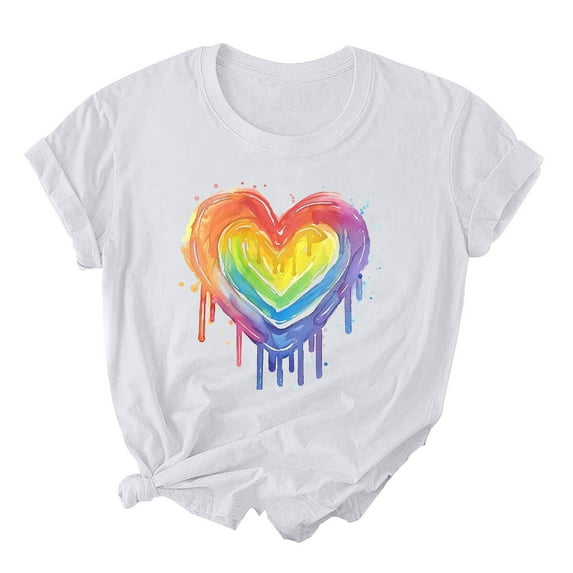 PVCS Womens Tops Women's Printed Round Neck Short Sleeved T-Shirt Loose Casual Top