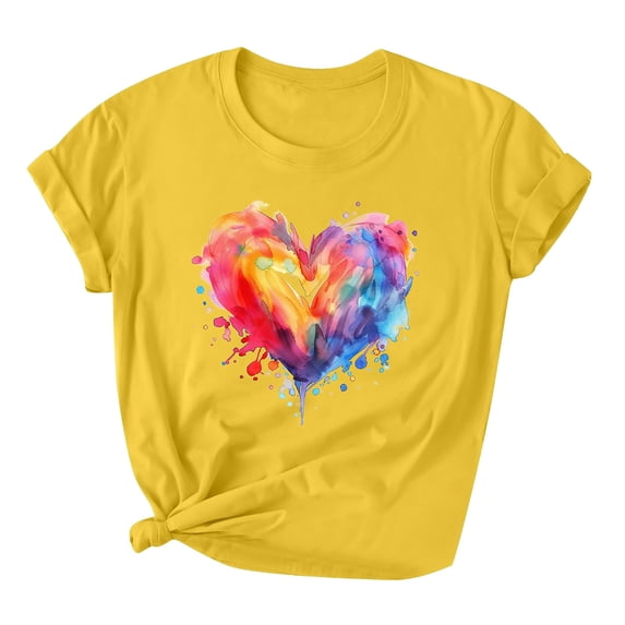 PVCS Womens Tops Women's Printed Round Neck Short Sleeved T-Shirt Loose Casual Top