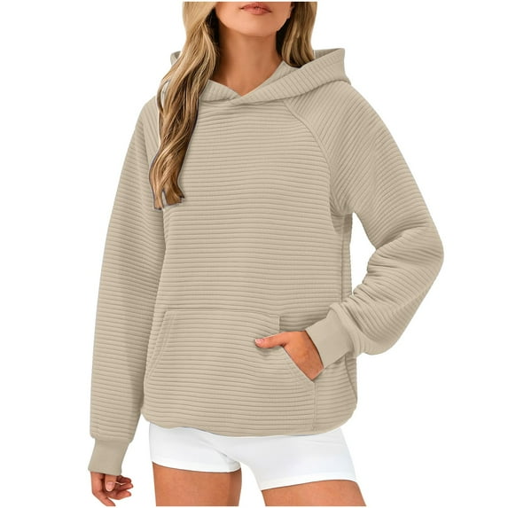 PVCS Womens Trendy Sweatshirts Casual Pullover Sweatshirts with Pocket Solid Color Hoodies M