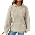 thumbnail image 1 of PVCS Womens Trendy Sweatshirts Waffle Knit Solid Raglan Sweater Hooded Sweater Long Sleeve Top Sweater L, 1 of 4