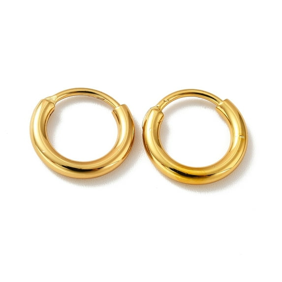 PVD Vacuum Plating 201 Stainless Steel Huggie Hoop Earrings with 304 Stainless Steel Pins Real 18K golden Plated 12 Gauge 12x2mm Pin: 0.8mm