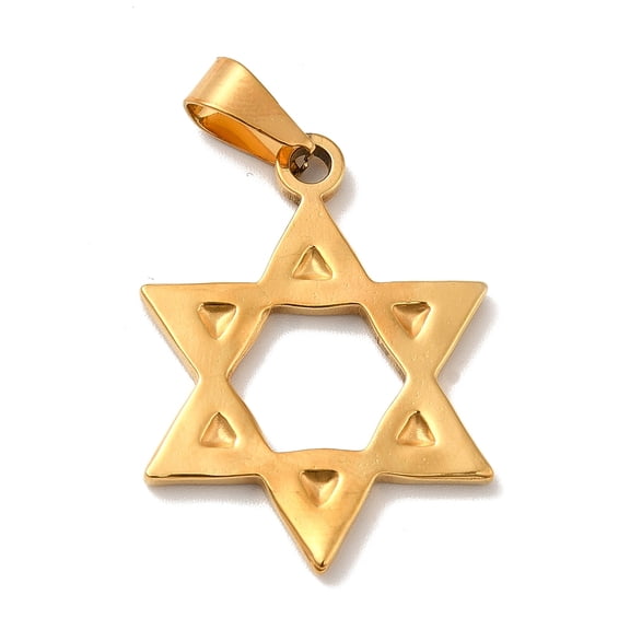 PVD Vacuum Plating 201 Stainless Steel Pendants Star of David Golden 30x23x2mm Hole: 7x4mm