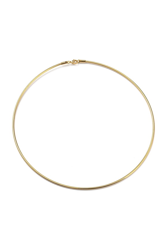 PVD Vacuum Plating 202 Stainless Steel Wire Choker Necklace with Clasp Rigid Necklace for Women Golden 0.08 inch(0.2cm) Inner Diameter: 5.31 inch(13.5cm)
