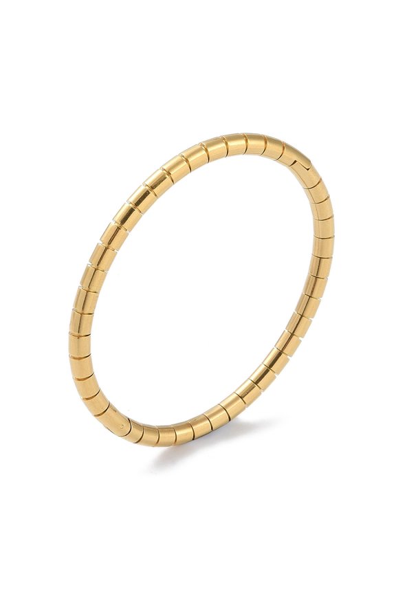 PVD Vacuum Plating 304 Stainless Steel Bangles Column Golden 1/8 inch(0.4cm) Inner Diameter: 2x2-3/8 inch(4.95x5.95cm)