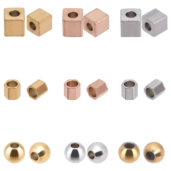 PVD Vacuum Plating 304 Stainless Steel Beads Cube Mixed Color 72pcs/box