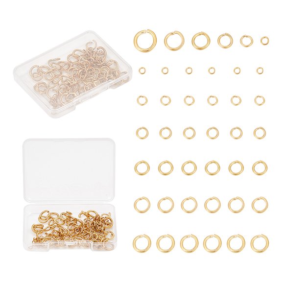 PVD Vacuum Plating 304 Stainless Steel Open Jump Rings Golden 120pcs/Box
