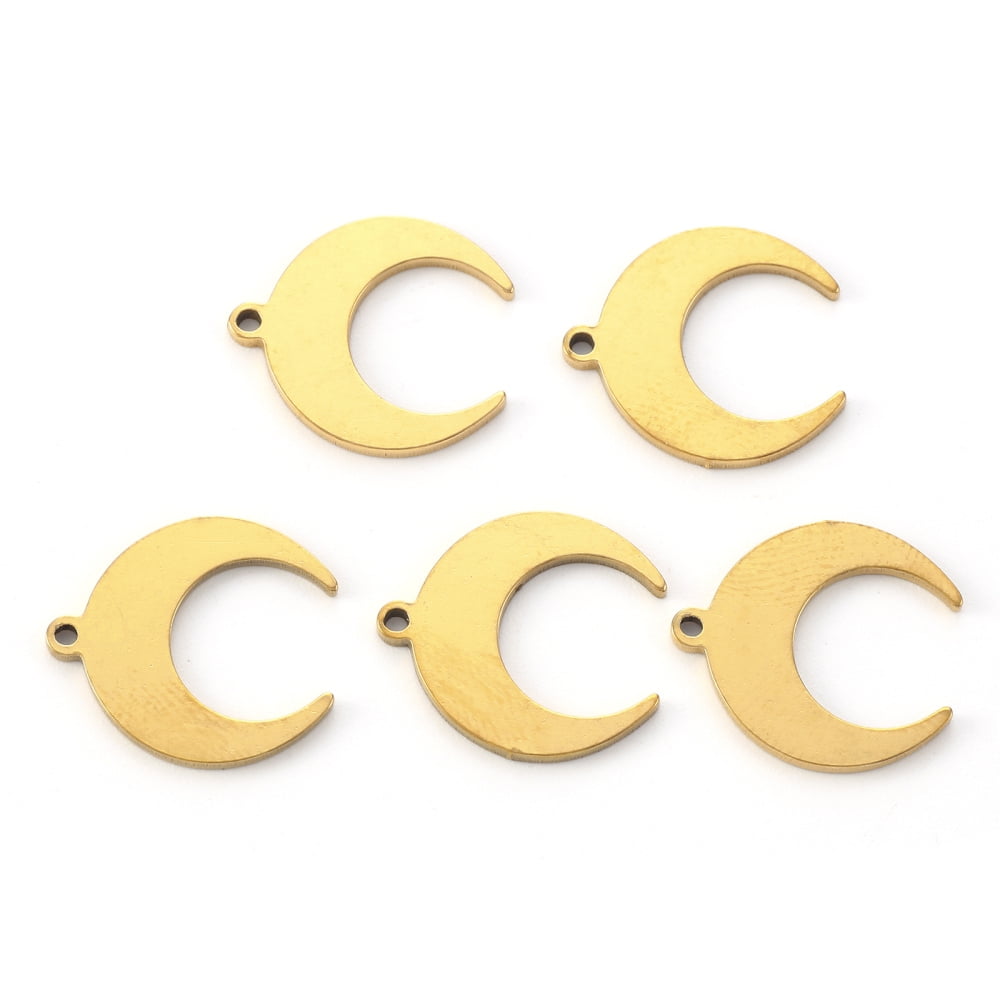 18K Gold Plated Crescent Moon Necklace - Dainty Stainless Steel Moon Pendant Necklace For Women