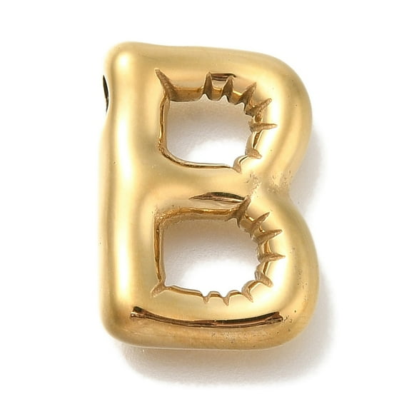 PVD Vacuum Plating 304 Stainless Steel Pendants Real 18K golden Plated Letter Charm Letter B 19x13.5x4.5mm Hole: 2mm