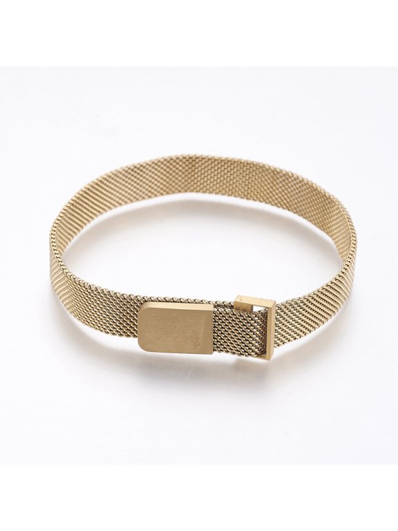 PVD Vacuum Plating 430 Stainless Steel Mesh Bracelet Making Long-Lasting Plated with Magnetic Clasps Fit Slide Charms Golden 9 inch(23cm) 10mm