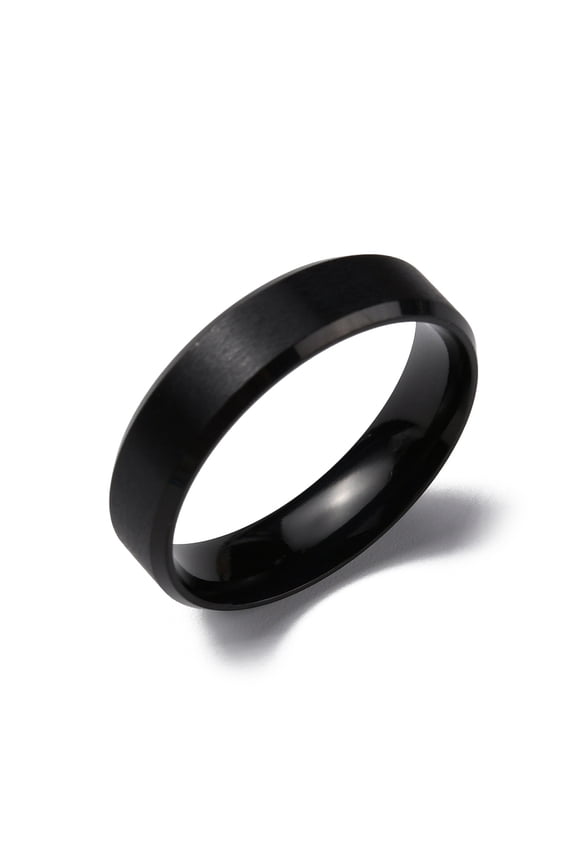 PVD Vacuum Plating Matte Style 304 Stainless Steel Wide Band Finger Rings for Women Men Long-Lasting Plated Plain Band Rings Black