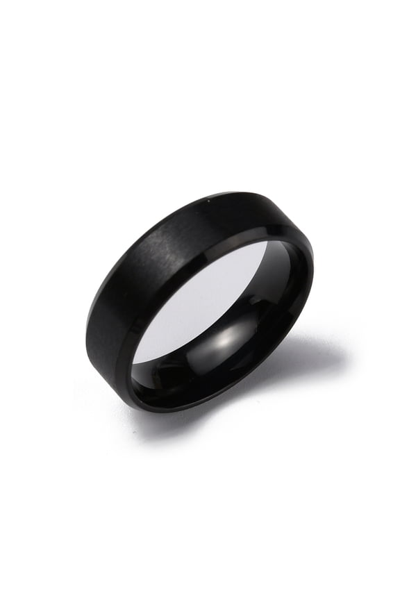 PVD Vacuum Plating Matte Style 304 Stainless Steel Wide Band Finger Rings for Women Men Plain Band Rings Electrophoresis Black 6mm