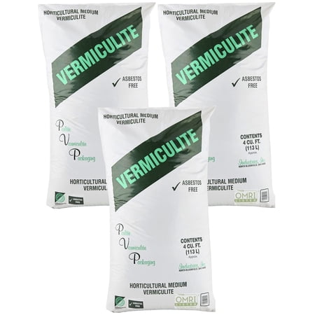 PVP Industries Medium Vermiculite Professional Grade Soil Conditioner, 4 Cu Ft, 3 Pack