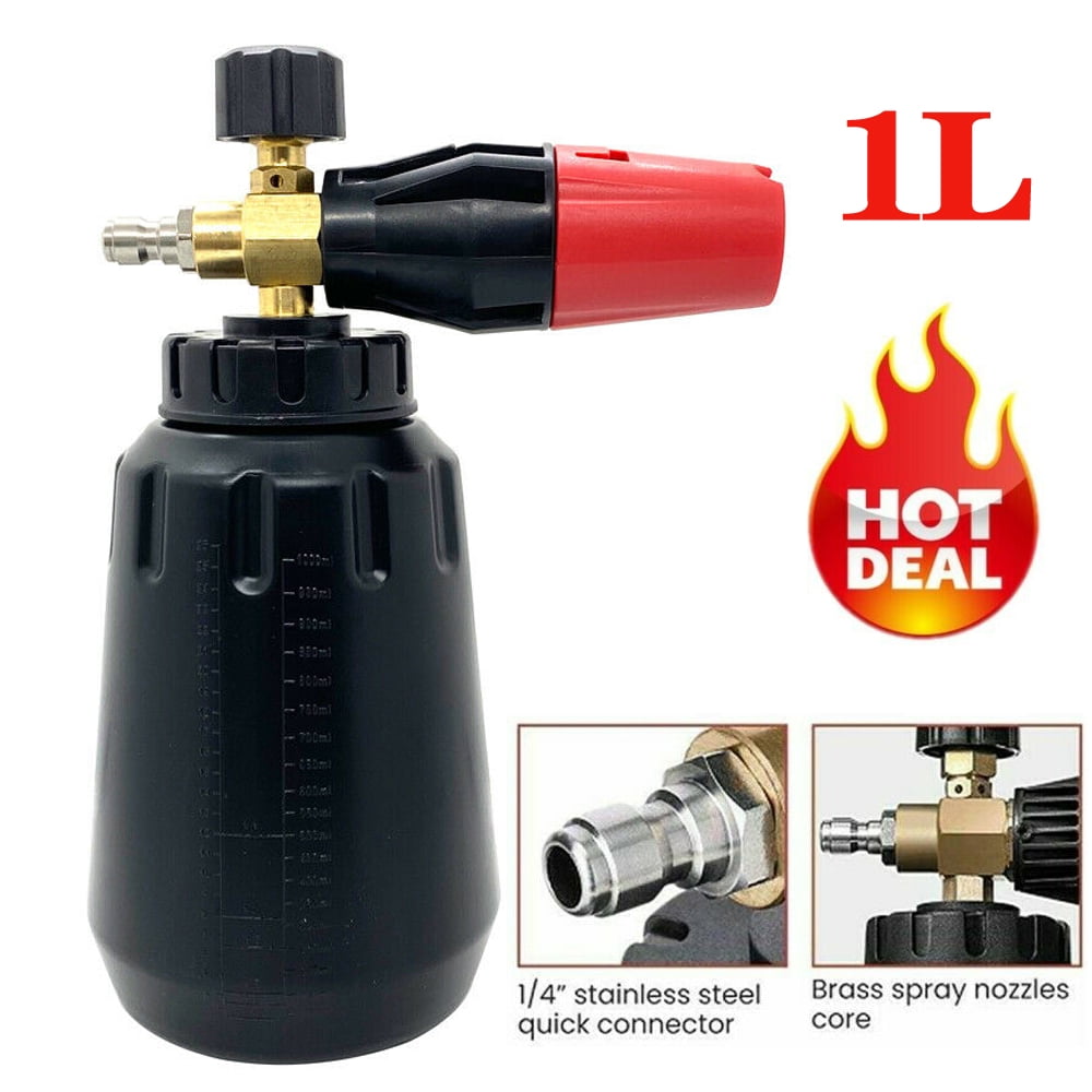 PVUEL 1/4" Car Pressure Snow Foam Washer Gun Washer Soap Lance Cannon Spray Jet Bottle Black