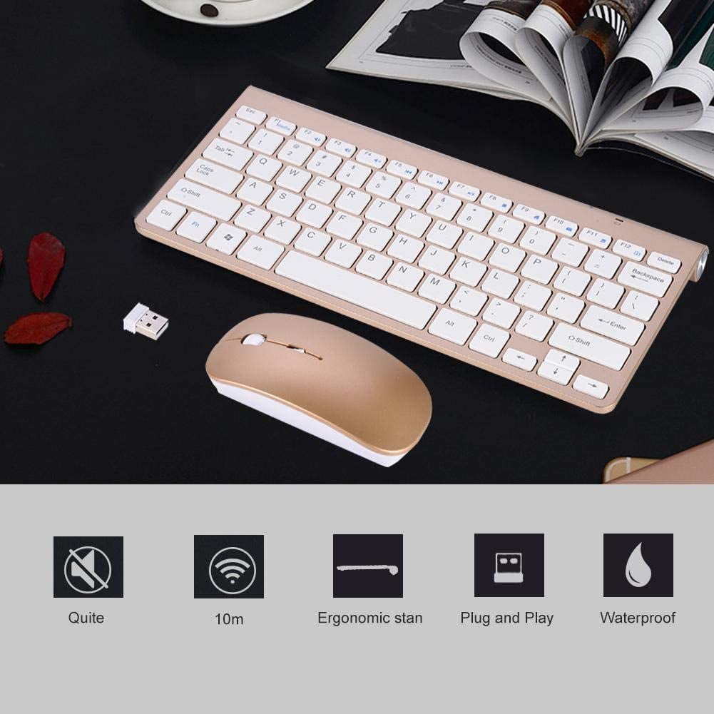 PVUEL 2.4G Mini Wireless Keyboard Mouse Combo Set Waterproof For Windows