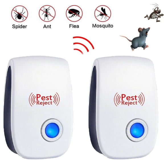 PVUEL 2 Pcs Ultrasonic Pest Repeller, Indoor Pest Control Pest Repellent for Bug Rat Spider Roaches,White