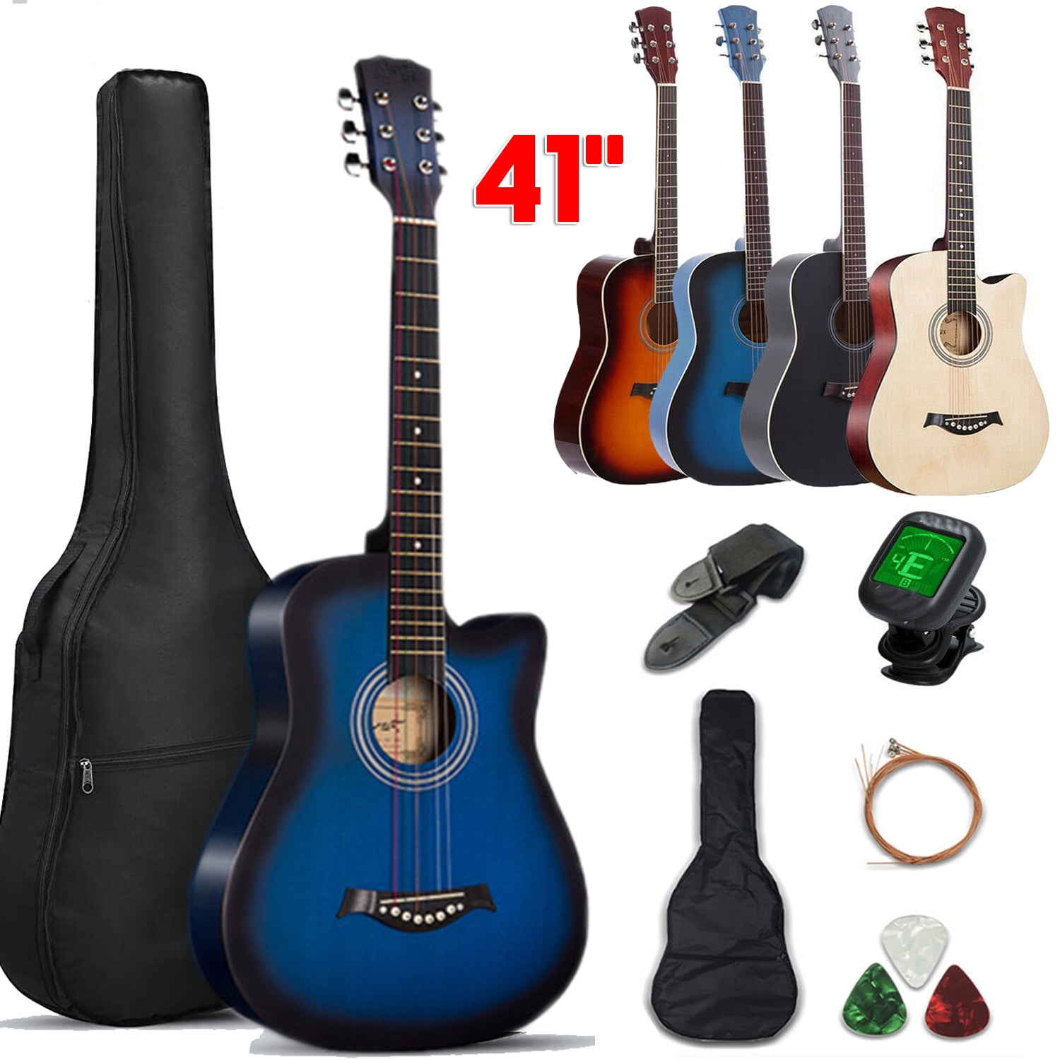 PVUEL 41" Beginner Acoustic Guitar Package, Basic Starter Kit with Gig