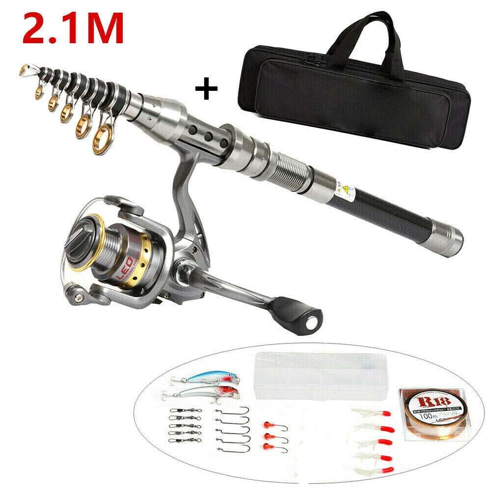 PVUEL 5.9ft Telescopic Fishing Rod Spinning Pole Reel Combo Full Kit Carbon  Fiber +Line +Bag - Walmart.com