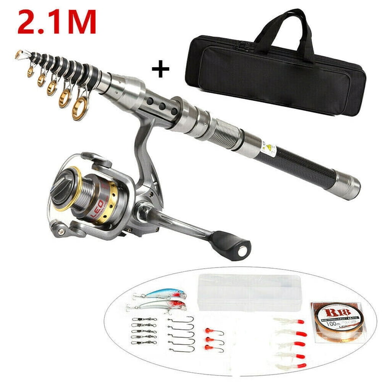 PVUEL 5.9ft Telescopic Fishing Rod Spinning Pole Reel Combo Full Kit Carbon Fiber +Line +Bag PVUEL 5.9ft Telescopic Fishing Rod Spinning Pole Reel Combo Full Kit Carbon Fiber +Line +Bag