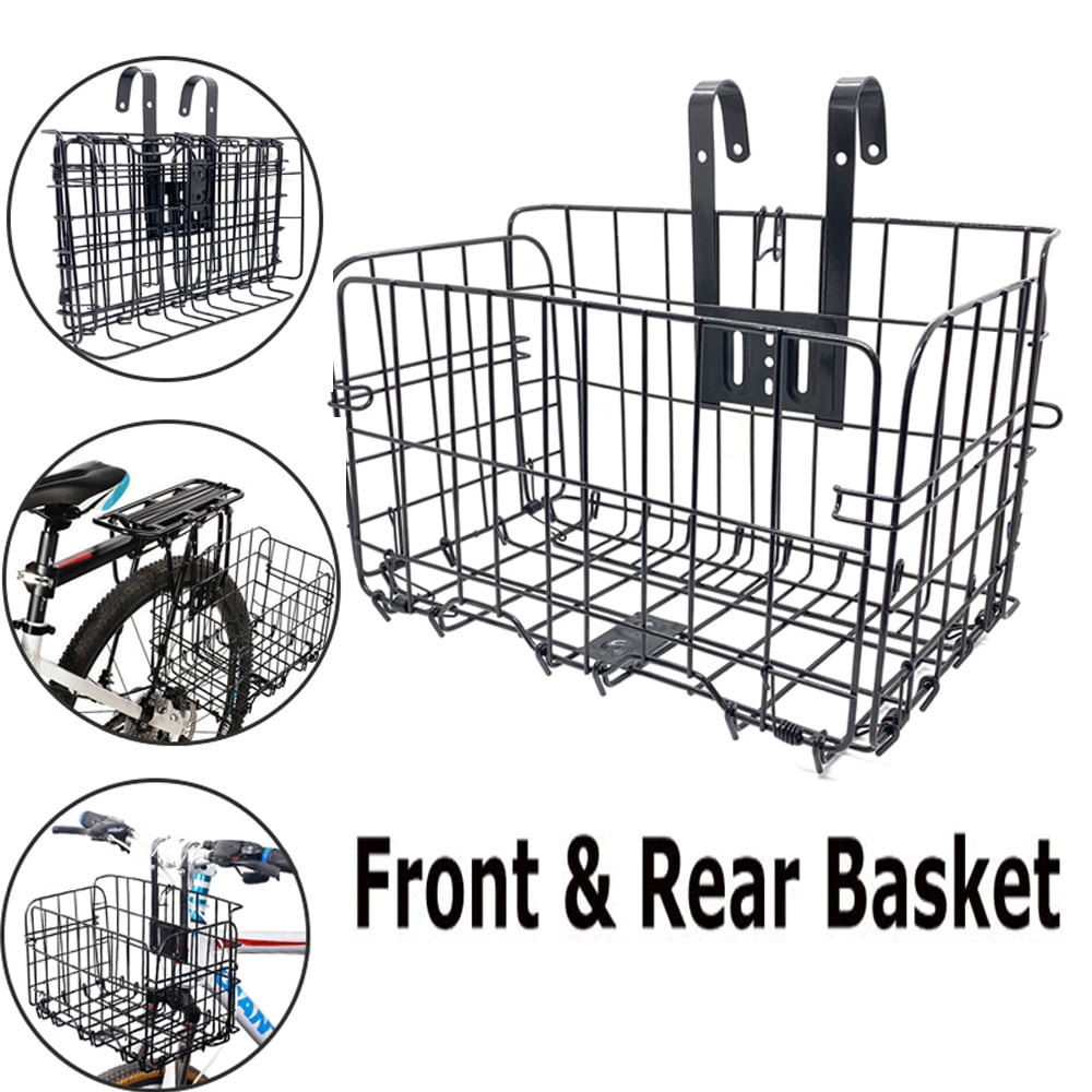 PVUEL Foldable Metal Bike Basket, Front Rear Bike Storage Carrier