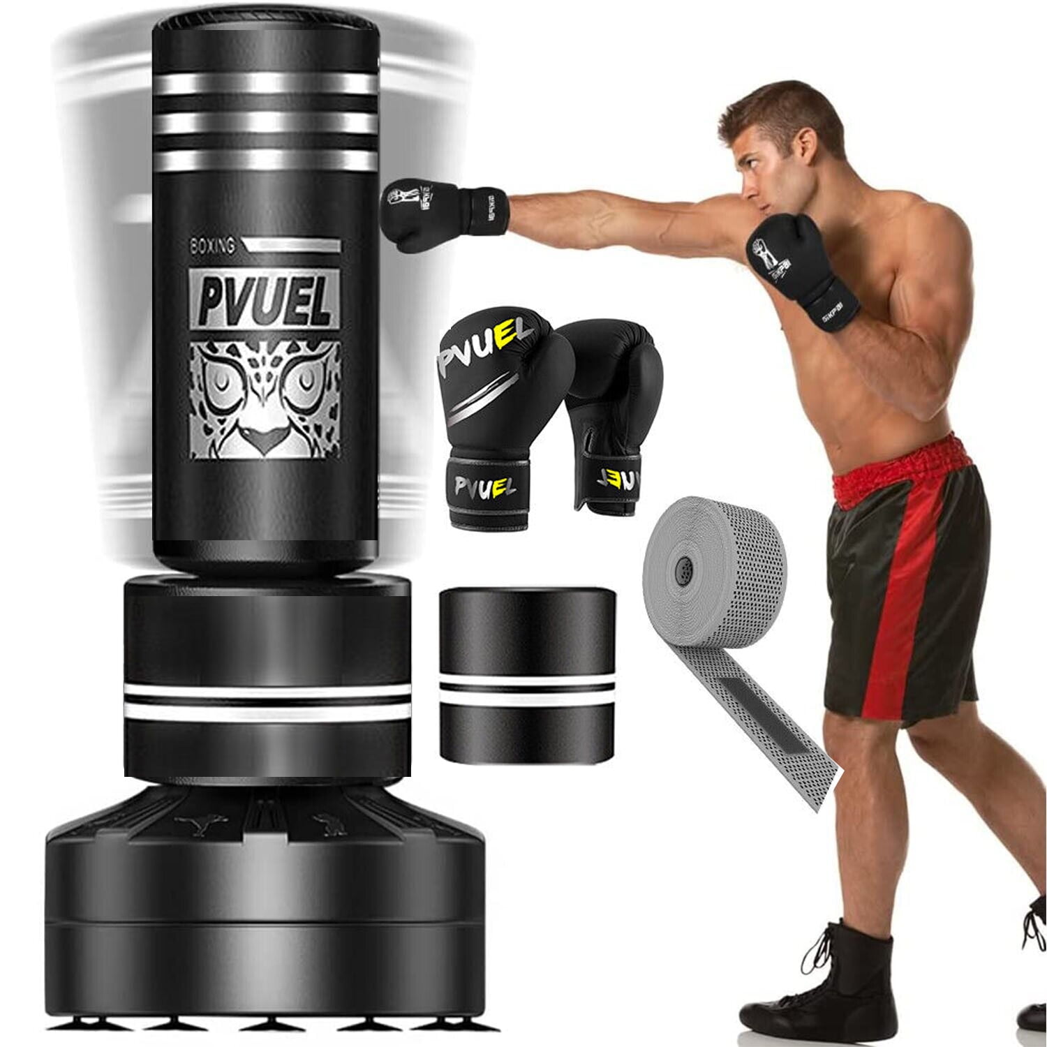 PVUEL Punching Bag 67''182lbs Heavy Boxing Bag with Stand for Adult