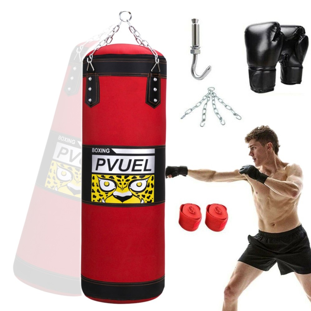 PVUEL Punching Bag with 2 Boxing Gloves Thai MMA Training Fitness Workout Sandbags Boxing Set