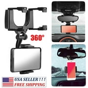 PVUEL Universal Car Cell Phone Holder,Rear-view Mirror Mount Stand for Cell Phone iphone GPS,Black