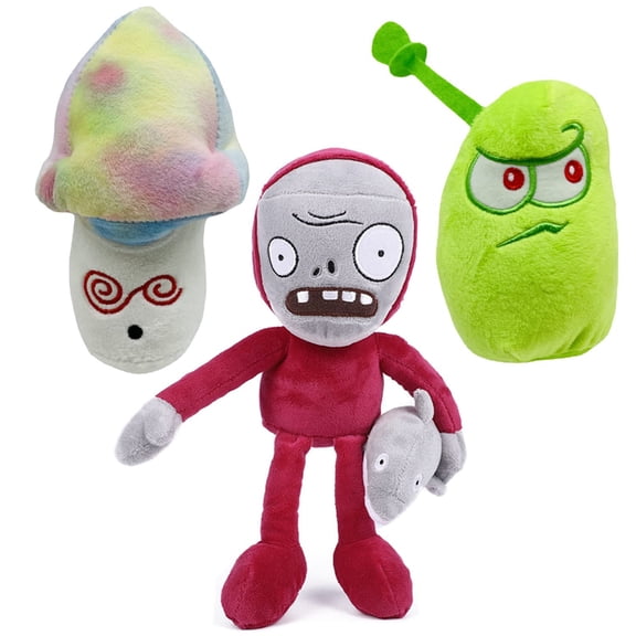 PVZ 1 & 2 3-PC Plush Set - Hypno Shroom, Laser Bean, Dolphin Zombie Figure Dolls