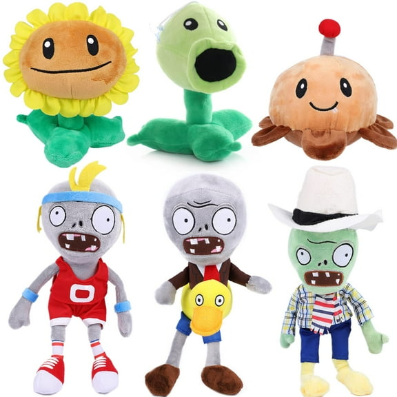 PVZ 6-PC Plush Set - Potato Mine, Sport Zombie & Mixed Plant-Zombie Figure Dolls New Release