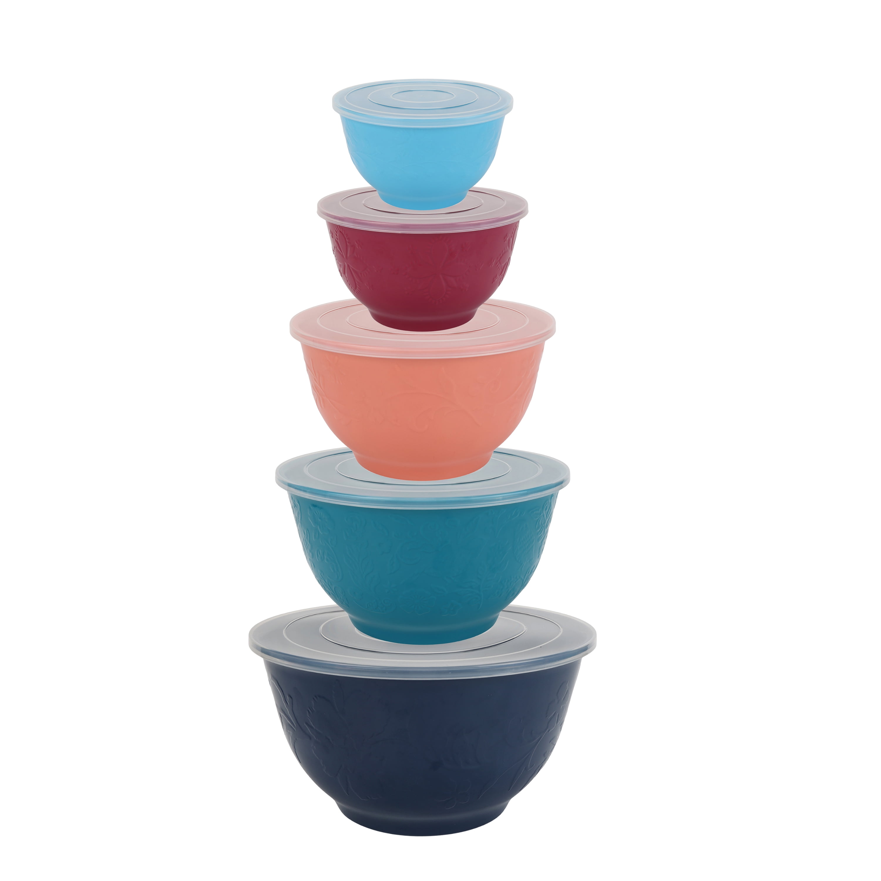 The Pioneer Woman Keepsake Embossed Floral 10-Piece Melamine Nesting Mixing Bowl Set - Walmart.com