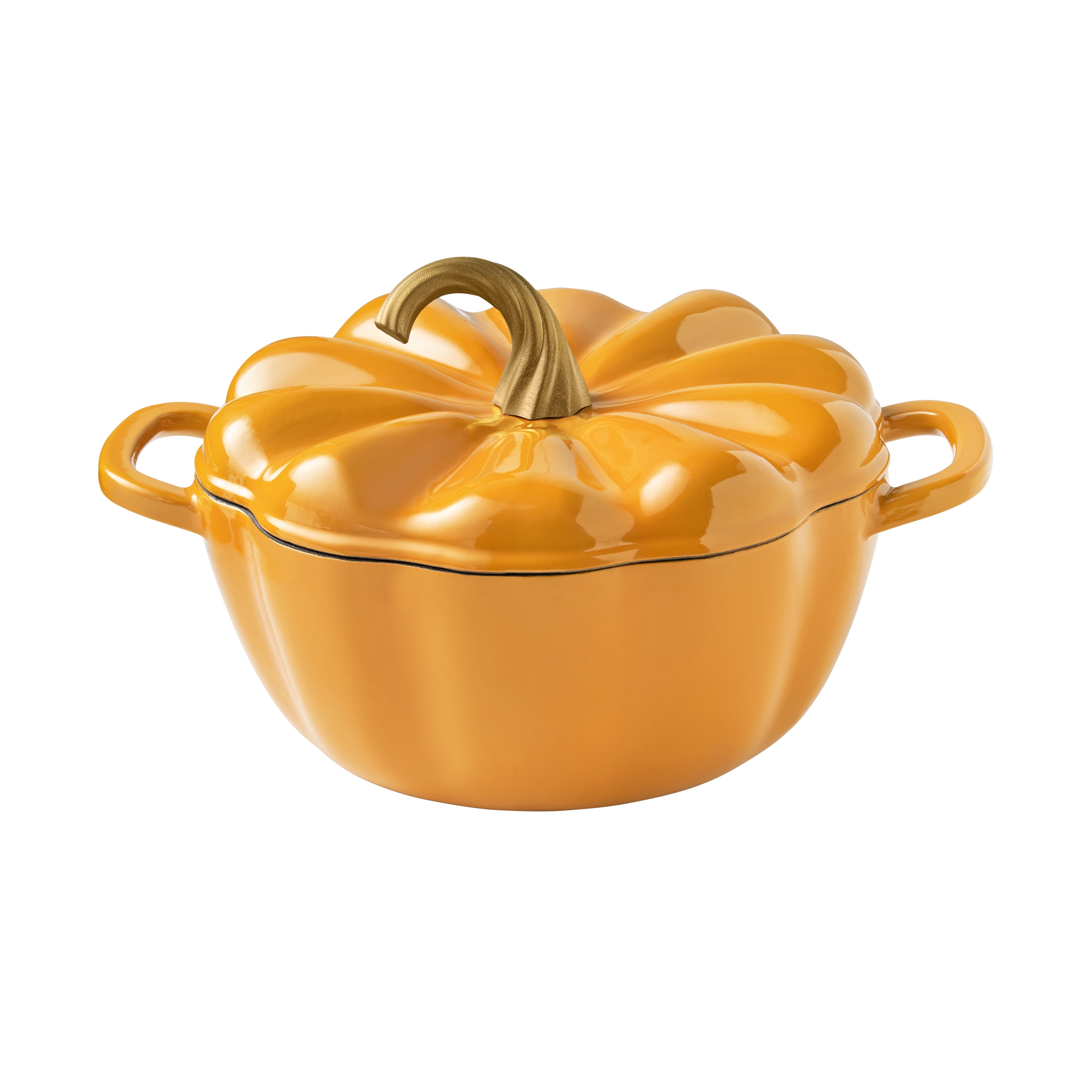 The Pioneer Woman 3.5-Quart Pumpkin Enameled Cast Iron Dutch Oven, Ochre