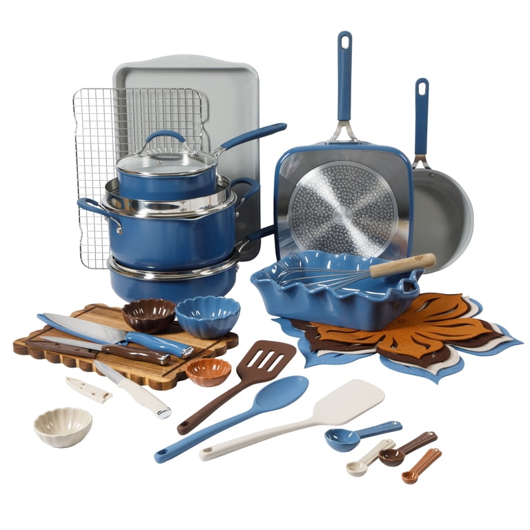 The Pioneer Woman Sutton 34-Piece Ceramic Nonstick Cookware and