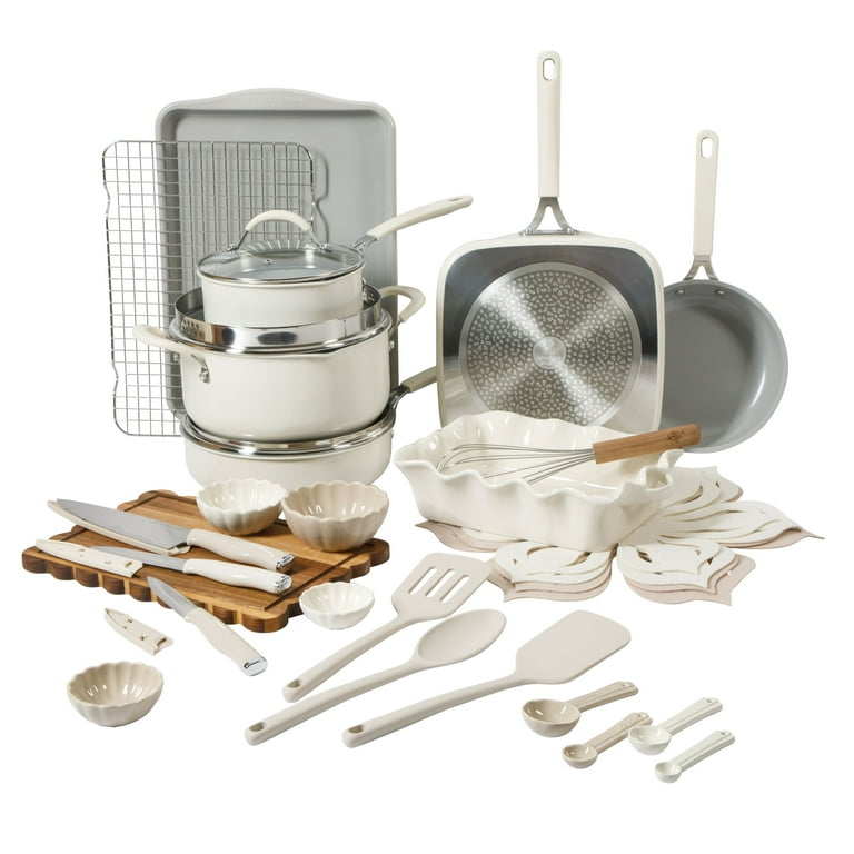 The Pioneer Woman Sutton 34-Piece Ceramic Nonstick Cookware and