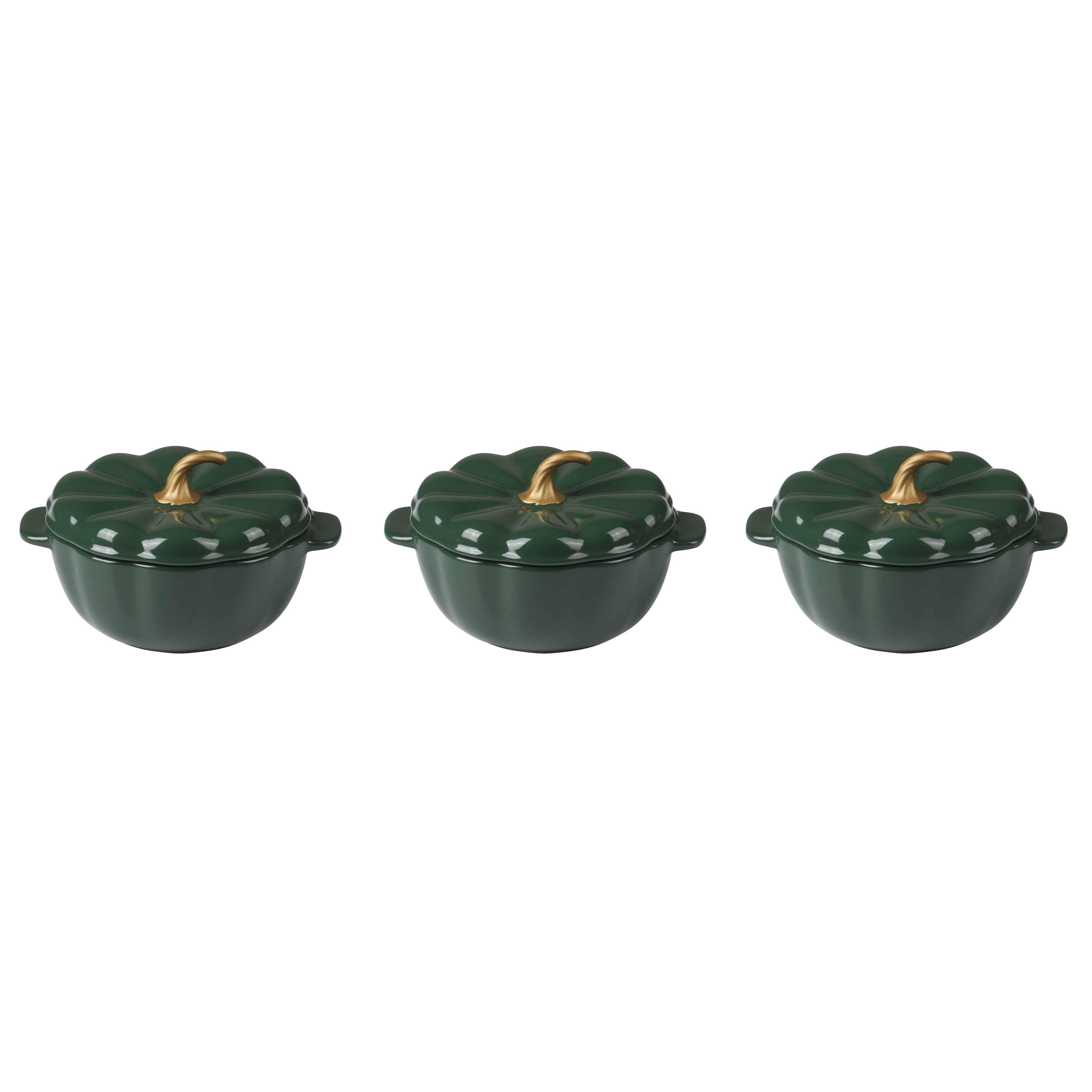 The Pioneer Woman Ceramic Pumpkin 2 Cup Mini Cocottes with Lids