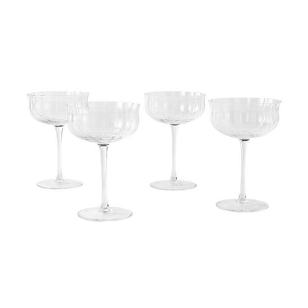 The Pioneer Woman Colette 8-Ounce Scalloped Cocktail Glasses, Clear, Set of 4