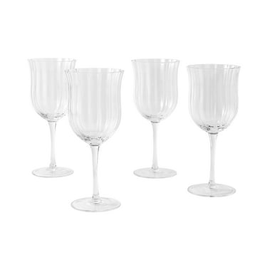 The Pioneer Woman Colette 13-Ounce Scalloped White Wine Glasses, Clear, Set of 4