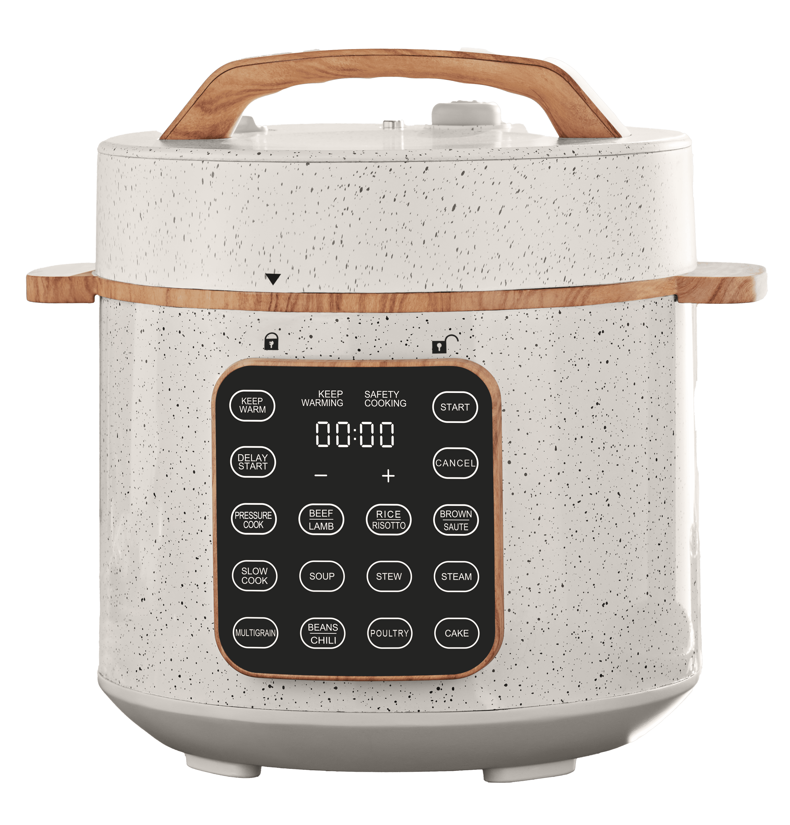 The Pioneer Woman Linen Speckle 6-Quart Pressure Cooker with Touch Control Display