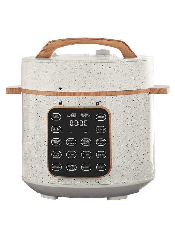 The Pioneer Woman 6 Qt Pressure Cooker with Touch Control Display, Linen Speckle, New