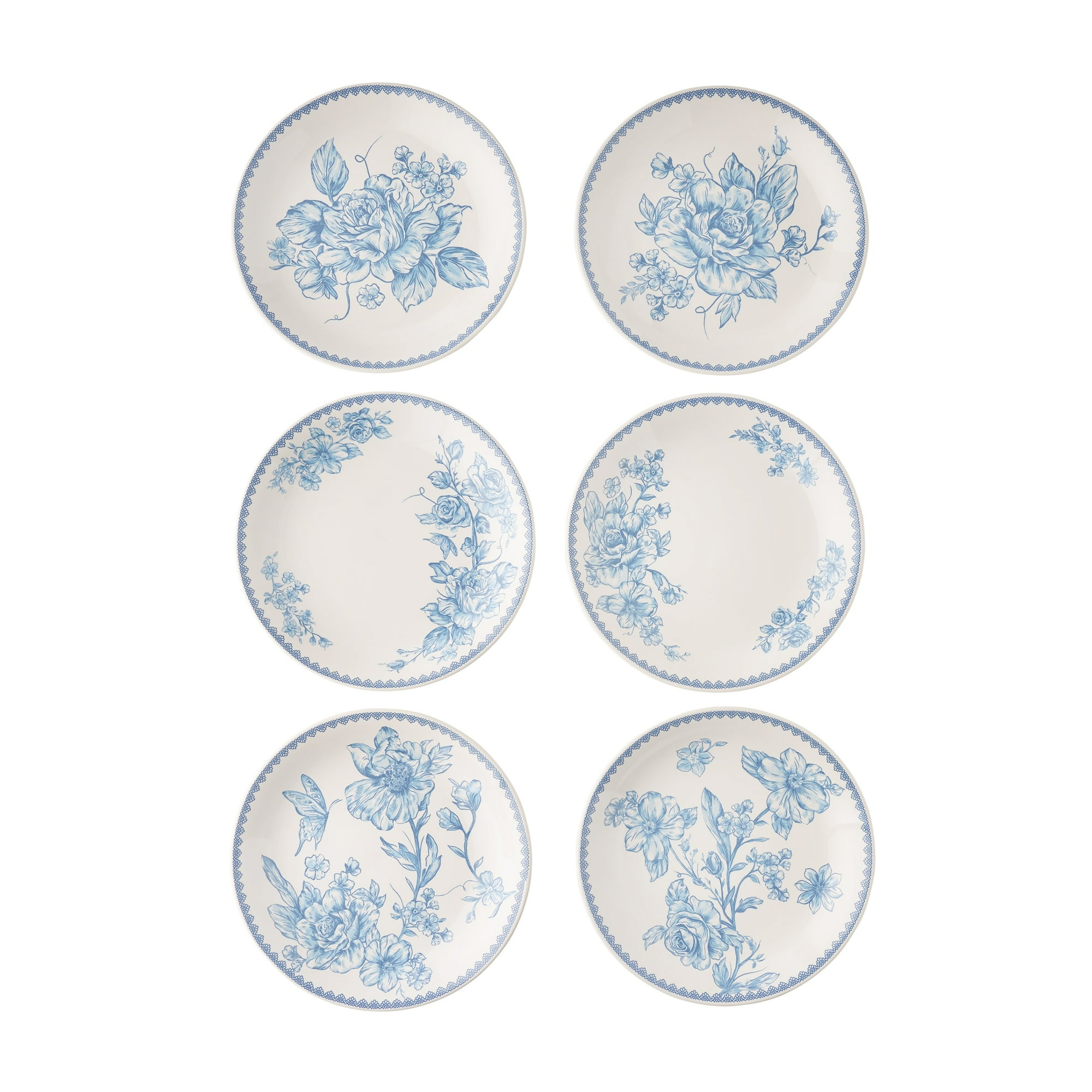 Agatha Stoneware Appetizer Plate, Blue, Set of 6