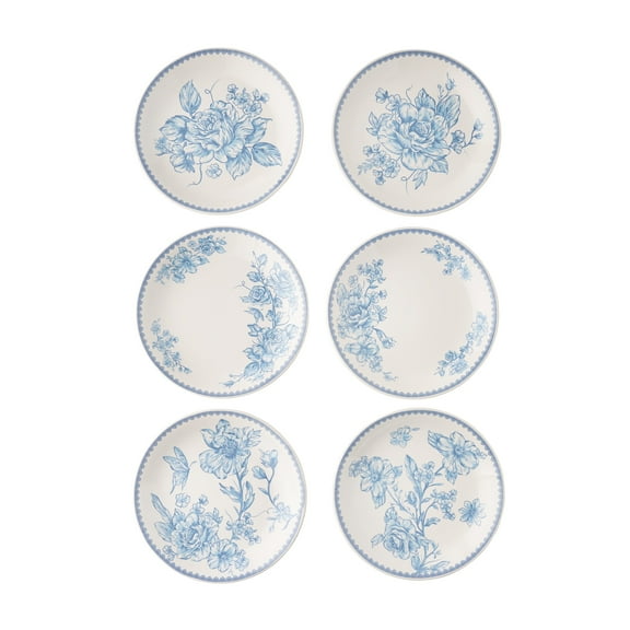 The Pioneer Woman Agatha Stoneware Appetizer Plate, Blue, Set of 6