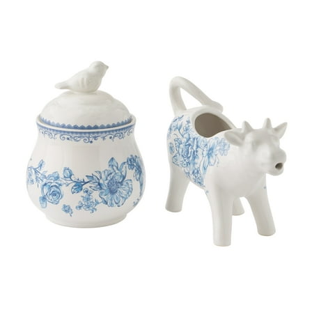The Pioneer Woman Agatha Stoneware Sugar Bowl & Creamer Set, Blue