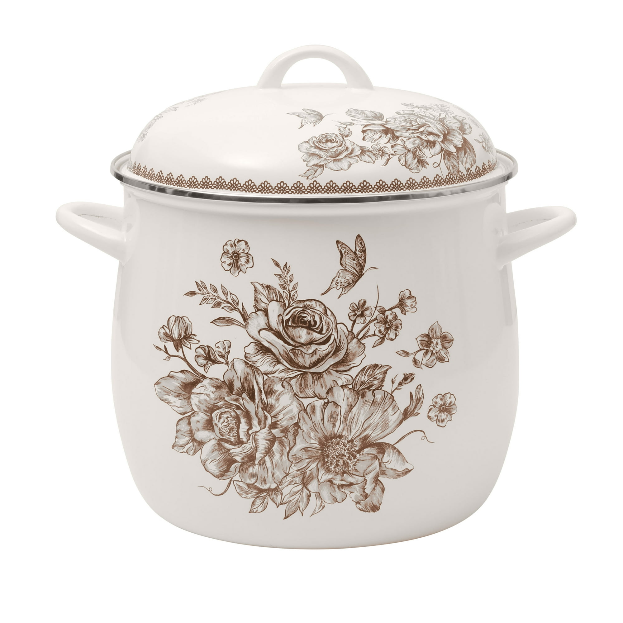 The Pioneer Woman Agatha 12-Quart Enamel on Steel Stock Pot, Brown