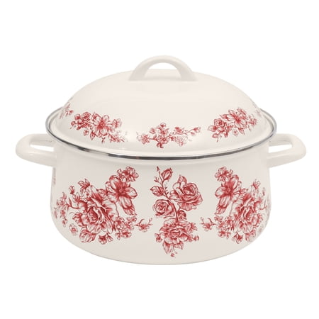 The Pioneer Woman Agatha 6.4-Quart Enamel on Steel Dutch Oven with Lid, Red