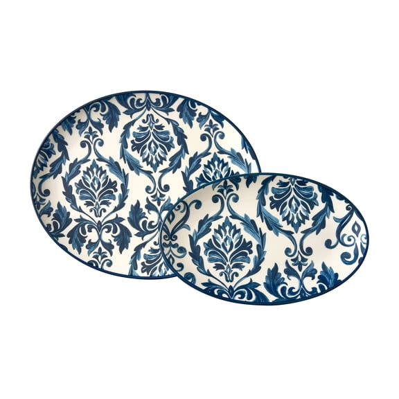 The Pioneer Woman Audrey Stoneware Serving Tray Set, Blue