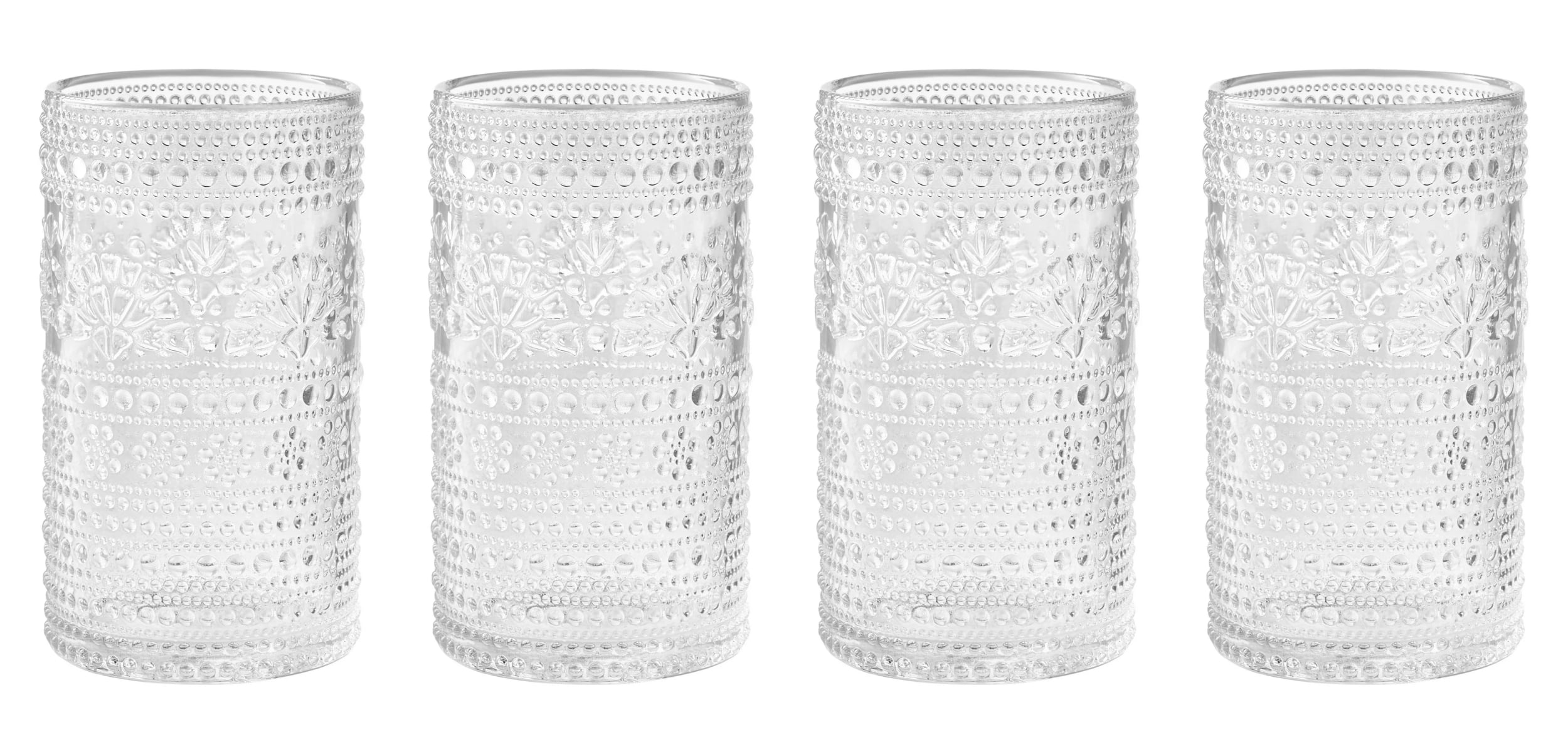 The Pioneer Woman Channing 18-Ounce Glass Tumbler, Clear,4Packes