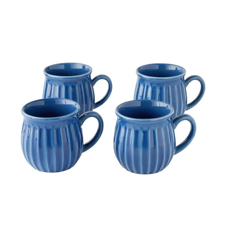 The Pioneer Woman Colette 12-Ounce Stoneware Mugs, Blue, Set of 4