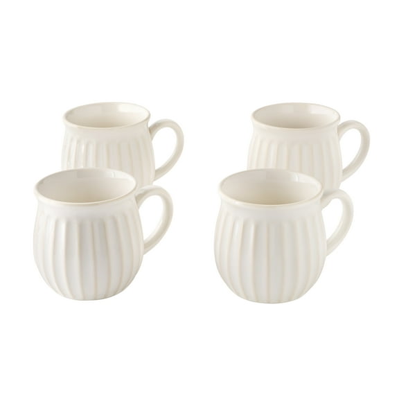 The Pioneer Woman Colette 12 oz Cream Stoneware Mugs, Set of 4